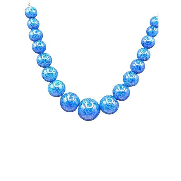 14k Graduated Lapis Lazuli Beaded Necklace 19" Yellow Gold Chain 7.1mm-13mm Bead - Picture 9 of 16